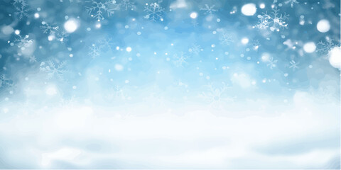 Abstract winter snowfall background with snowflakes and soft bokeh lights creating a festive and magical holiday atmosphere suitable for seasonal greetings and celebrations © Romana