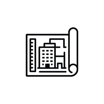 Architectural blueprint and building blueprint icon for business operations and workflow