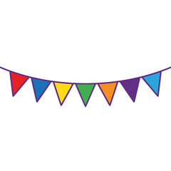 Obraz premium Vibrant triangular flags symbolize celebration on a string.