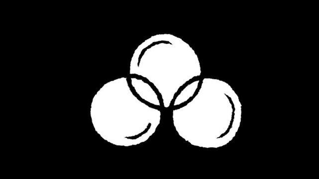 Abstract Interlocking Circles: An elegant monochrome composition of three interlocked circles, creating a sense of unity and connection against a deep, dark backdrop.