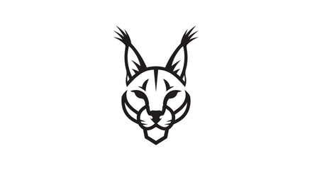 Minimalist caracal head logo icon in black and white © sri