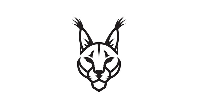 Minimalist caracal head logo icon in black and white