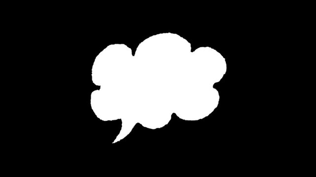 Speech Bubble Silhouette: A minimalist speech bubble silhouette stands out against a stark black background, symbolizing communication and expression