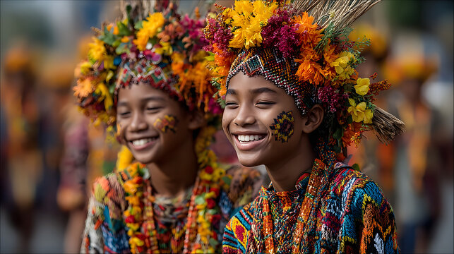 In Davao City, Philippines, there was a parade of children wearing traditional tribal attire during the Kadayawan Festival Street Parade.