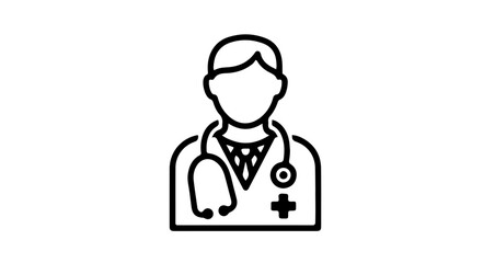 Fototapeta premium A minimalist vector graphic illustration of a doctor or medical professional in a simple line art style