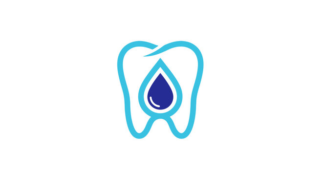 Minimalist dental logo featuring blue tooth and water drop
