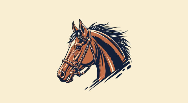 Stylized Horse Head Illustration with Bridle