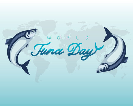 Celebrate World Tuna Day, May 2nd. Social Media Post Vector Design Template. World Tuna Day vector design template good for celebration usage. tuna vector image. flat tuna design. eps 10.