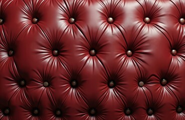 Fototapeta premium Deep red leather with diamond pattern buttons and tufted design creates a luxurious and classic upholstery texture. Rich, soft material perfect for furniture, interior decor backgrounds.