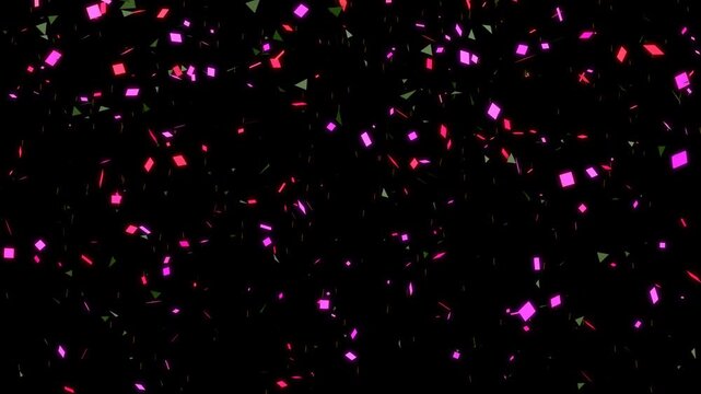 Colorful Confetti Rain and Explosion Overlay for Birthday Celebration, Alpha Channel Motion Design
