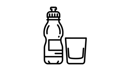 Obraz premium Water bottle and glass icon.