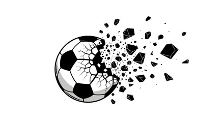 Shattered soccer ball explodes into pieces. © noxy