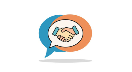 Obraz premium Business Handshake Icon Inside Speech Bubbles