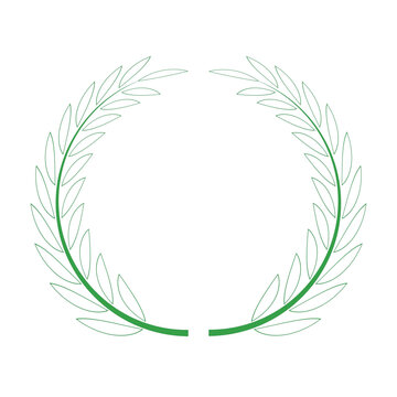 Green laurel wreath outline, symbol of victory, achievement, award, and success