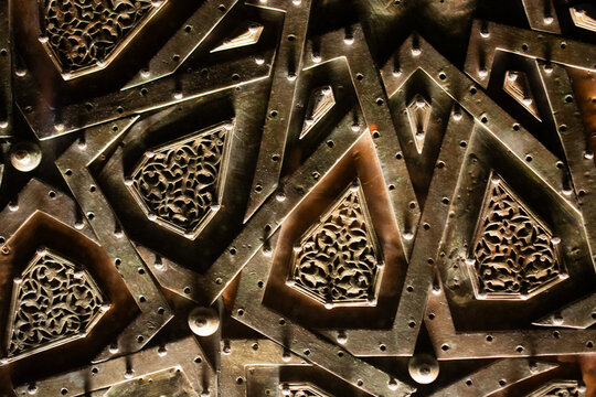 Beautiful door with geometric pattern of ancient Turkish  style.