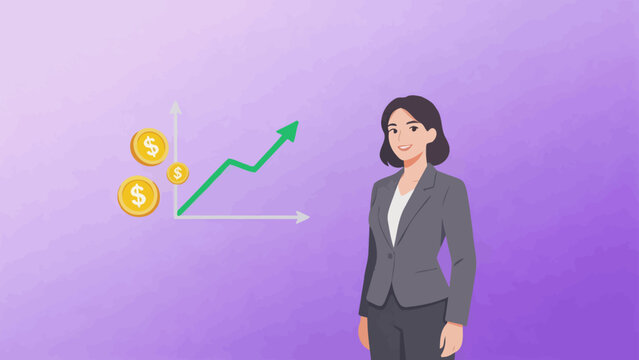Businesswoman with financial growth chart