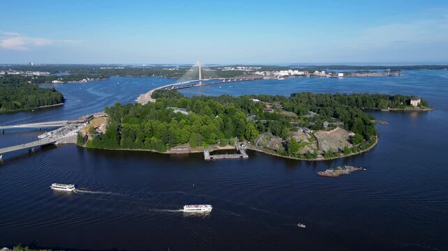 Aerial Drone View of Korkeasaari Zoo on a Beautiful Summer Day