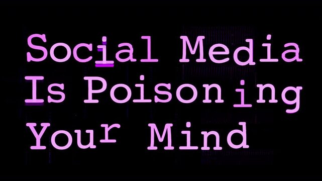  glitching woman on computer with social media is poisoning your mind