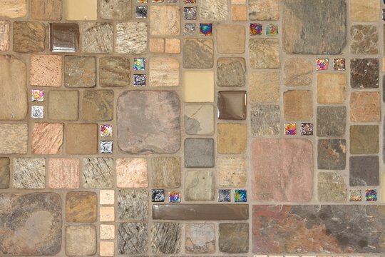 Stone patchwork wall texture background