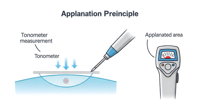 Applanation Principle Diagram for Intraocular Eye Pressure Measurement