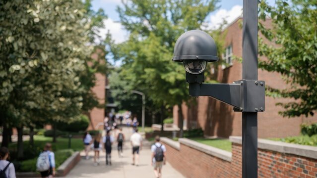 Security Camera Monitoring Pathway in Urban Environmental Setting