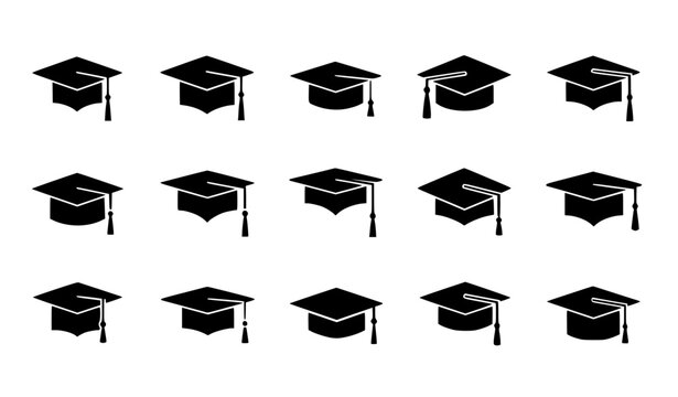Graduation Cap Pattern with Repeating Mortarboard Silhouettes for Education Design, Academic Backgrounds, School Themes, Student Achievement Graphics and Learning Illustration Concepts