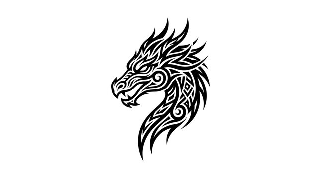 Dragon head with tribal tattoo design.