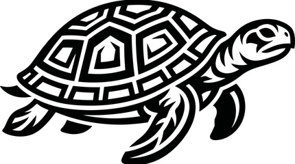Black and white turtle illustration. © isti