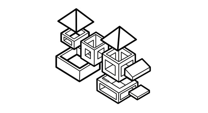 Geometric Shapes Boxes and Pyramids Illustration.