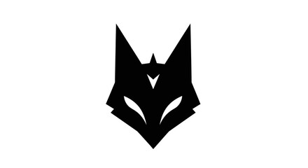 Minimalist geometric fox head logo on white background © sri