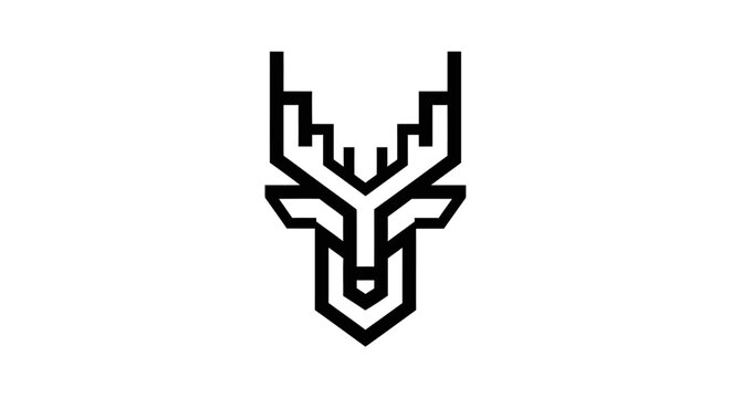 Minimalist geometric deer head logo illustration