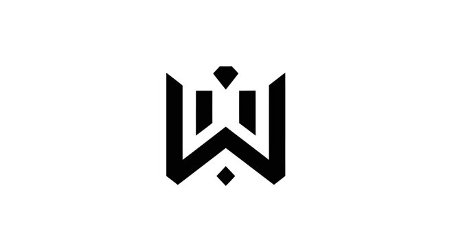 Minimalist geometric letter M and W logo on white background