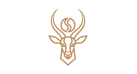 Minimalist gold antelope head and coffee bean logo design © sri