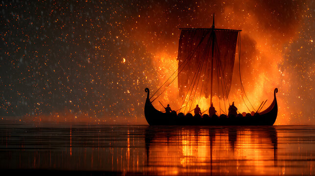 A dramatic Up Helly Aa ceremony was interrupted by a burning Viking longship drakkar engulfing in flames