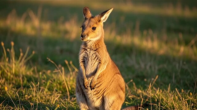 A kangaroo standing in a field.