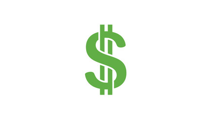 Obraz premium Minimalist green dollar sign icon on white background