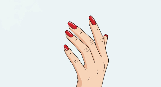 Elegant hand with long red fingernails