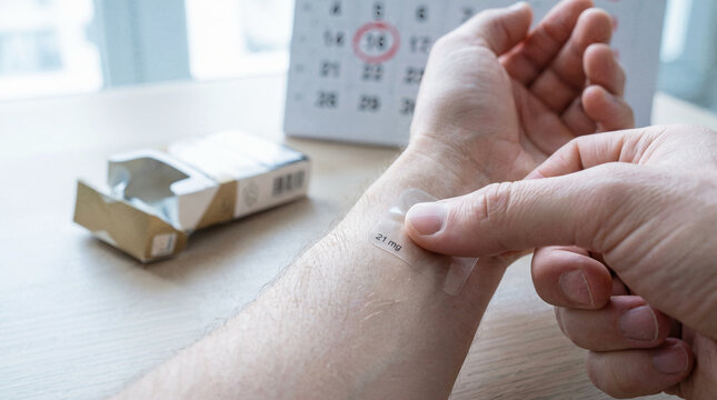 Applying Nicotine Patch on Wrist to Quit Smoking