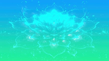 Obraz premium Elegant turquoise glowing lotus background for sacred Indian religious and ceremonies