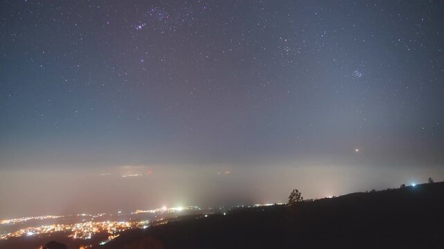 4K time-lapse of starry night sky with zodiacal light, Venus and rising clouds over Tenerife