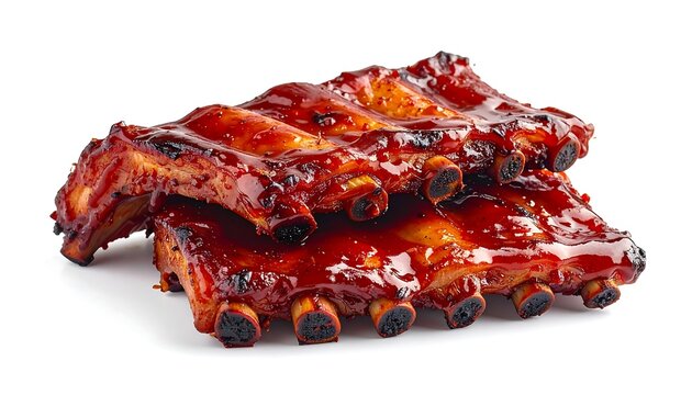 Glazed ribs on a white background.