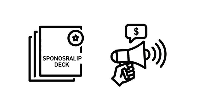 Sponsorship proposal document and megaphone advertising icon with speech bubble flat design sponsorship proposal document megaphone advertising