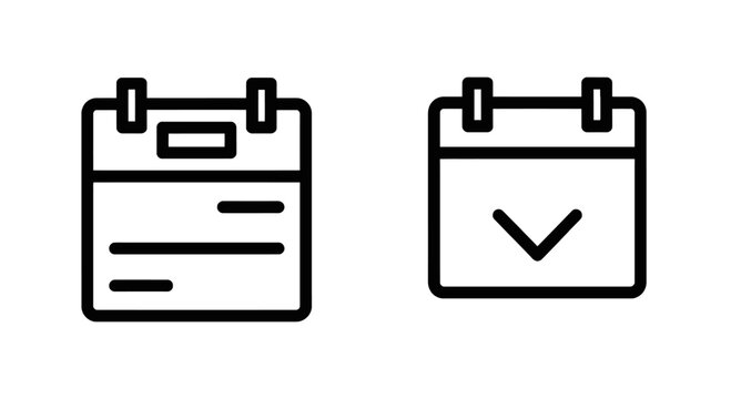 Calendar and event scheduling icon set featuring document list and deadline arrow for organization and time management calendar schedule management