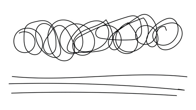 Abstract messy scribble cloud and parallel underline strokes vector set on transparent bg.