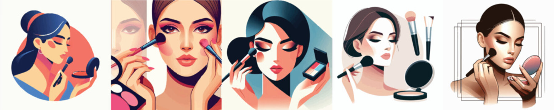 Vector of woman doing make up