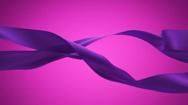 Graceful purple ribbons flow and intertwine against a vibrant pink backdrop for elegant design.