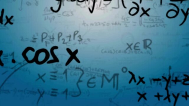Mathematical Formulas on Blurred Glass Board &ndash; Science, Physics Equations and Educational Research Concept Background 4k