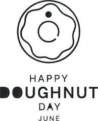 Obraz premium Happy Doughnut Day, Donut Illustration, Black and White Vector Graphic, Food Icon