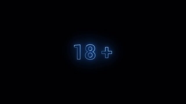 animation icon sign 18 plus  on Transparent Background, age restriction adult content warning symbol. 4k animation video.