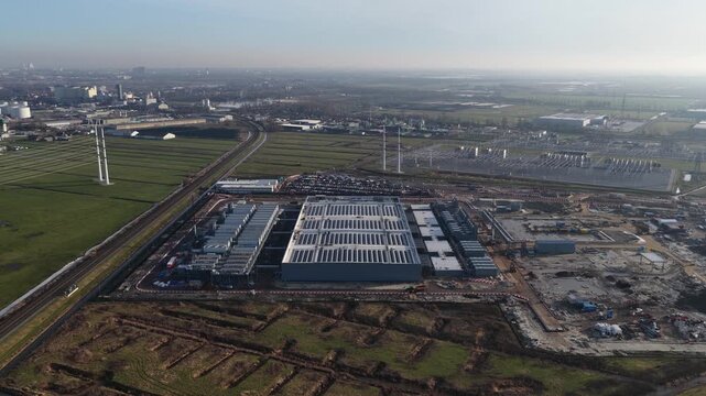 Aerial Drone View of Data Center Westpoort